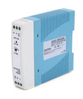 DIN Rail Power Supply 24W 24V 1A Industrial Grade With Full Range 85-264VAC Input For Automation Control Systems Durable Rugged Overload Protected And Plug And Play Mounting, blue and white compact unit