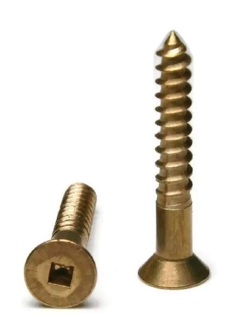 Top Shelf Silicon Bronze Wood Screws For Deck Building And Outdoor Carpentry Slotted Flat Head with smooth undercut design.