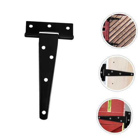 Eight Piece 5 Inch Black Painted Galvanized Metal T Hinges Weld On Slip Joint For Outdoor Doors Sheds Cabinets And Chests Residential Use
