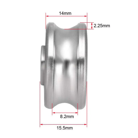 Side view of Deep U Groove Ball Track Guide Bearing 8mm X 30mm X 14mm Double Sealed Chrome Steel Bearing GCr15 ABEC 1 P0 Z2