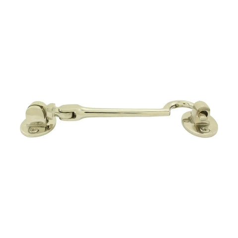 Hella Heavy Duty Solid Cast Brass Swivel Eye Hook Latch With Glimmering Polished Nickel Finish Top Shelf Gate And Cabinet Door Hardware Rust Proof Easy Snap Install Badass Reliable Build