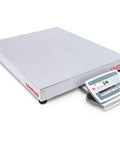 Kickass Low Profile Bench Scale With Square Stainless Base And Bright Digital Readout 250 X 0.01 Lb Precision side view with display.
