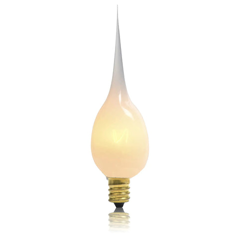 Silicone Dipped Candle Bulbs For Candle Lamps And Window Candles, 7 Watt Cozy Glow, E12 Candelabra Base, C7 handmade white flame bulb