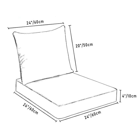 Dimensions for Outdoor Chair Cushions For Patio Furniture 24X24 Deep Seat Set With Removable Covers UV Resistant Waterproof Cushions