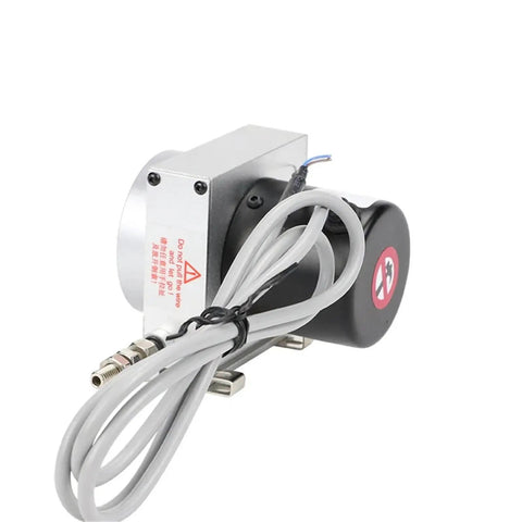 Draw Wire Displacement Sensor with 1500mm range, 4-20mA output, heavy-duty industrial sensor in side view