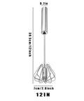 Stainless Steel Hand Push Rotary Whisk Blender Semi Automatic Kitchen Tool For Beating Eggs, Whipping Milk, Frothing Cream And Stirring, 12 Inch Durable Mixer Whisk Rod For Quick Pro Results