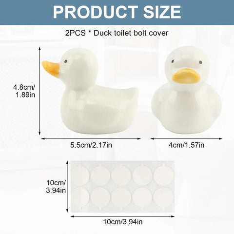 Upgrade Your Lavatory Style With These Dope Duck Toilet Bolt Covers And Slick Ceramic Screw Caps That Hit Different For Instant Bathroom Vibe Quick Install Two Pack For A Crisp Clean Finish, 2PCS Duck toilet bolt cover with dimensions.