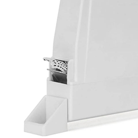 Close-up of Heavy Duty Screw On Belt Winder for Roller Shutters, compact white plastic cord wrap design.