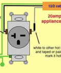Wiring diagram for Top Shelf Heavy Duty Nema 6 20 R Receptacle Pack Of Fifty For 240 Volt AC Plugs with instructions.