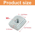 Top Shelf Heavy Duty M3 T Slot Nuts 50 Pack 2020 Profile Sliding T Nuts For Aluminum Extrusion Rails Carbon Steel Nickel Plated Rust Resistant Hardware For 3D Printers, M3 size, dimensions labeled.