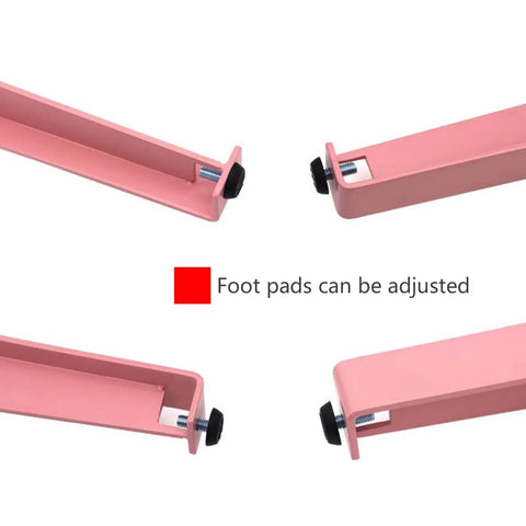 Sturdy 4-Piece Metal Table Clamp Legs Set For DIY Home Projects, adjustable foot pads detail, no punching design, red