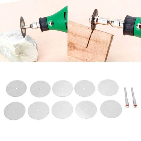 10Pcs Stainless Steel Drill Attachment Discs For Rotary Tools Metal Cutting Saw Blades Set For Drills 32mm Cutting Discs with tools