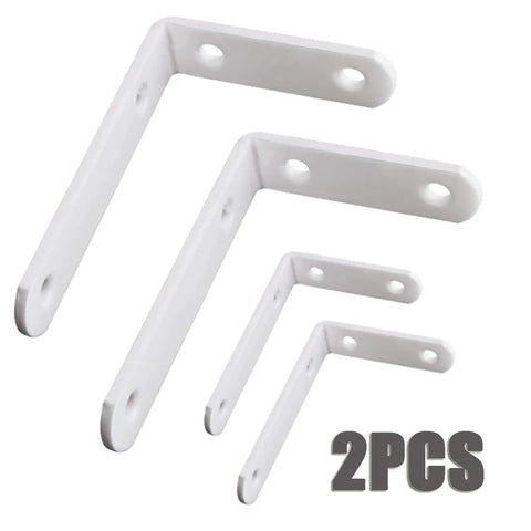 Heavy Duty White L Bracket Wall Mount Shelf Supports 2 Pack Cold Rolled Steel Angle Brackets for shelves in white finish.