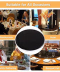 39 Inch Glass Lazy Susan Turntable With Six Super Slick Wheels Hella Sturdy Rotating Serving Tray at a banquet hall table setting.