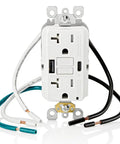 Self Test GFCI In Wall USB Charger With Type A And Type C USB Ports Delivers 4.8A Total Charging Power Continuous Ground Fault Protection Smart Chip Technology Delivers Over 2x Charging Power For Smartphones And Tablets GUAC2 W