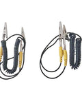 Heavy Duty ESD Grounding Cable With Locking Alligator Clips Retracting Anti Static Test Lead For Electronics Workbench Safe Discharge And Zero Hassle Operation 2Mm Silicone Wire, showing coiled wires and alligator clips.