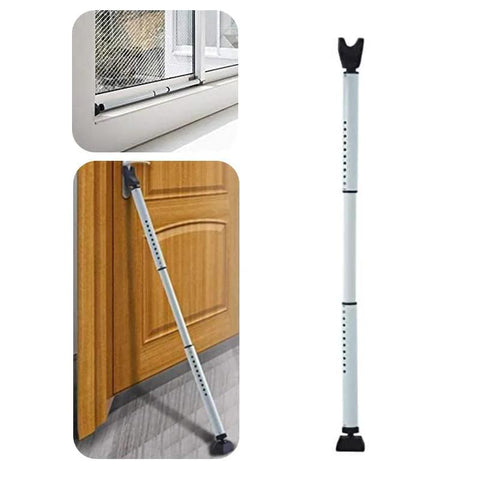 Two In One Door Security Bar And Sliding Patio Door Stopper Jammer For Child Proofing, Adjustable Heavy Duty Iron Construction