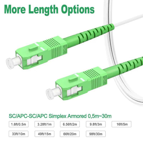 Heavy Duty Os2 Fiber Optic Cable With Built Like Tank Sc Apc Connectors And Cranked Out Armored Jacket, 30-foot length.