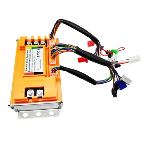 Beefy Universal 36V To 84V 2000W Brushless Sine Controller for e-bikes, yellow aluminum housing with wiring harness