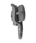 Side view of Five And Three Quarters Inch Black Wrought Iron Barn Door Latch Tough As Nails with mounting hardware