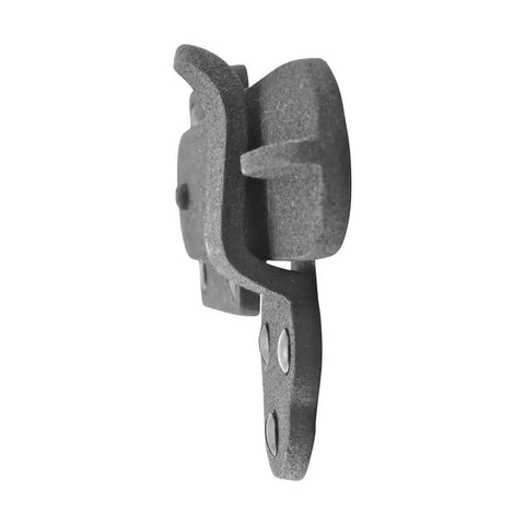 Side view of Five And Three Quarters Inch Black Wrought Iron Barn Door Latch Tough As Nails with mounting hardware