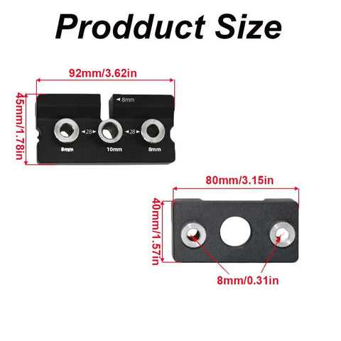 Heavy Duty Pocket Hole Jig Kit For Carpentry And Woodworking Joinery With Aluminum Drill Guide showing detailed product size measurements.