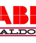 ABB Baldor logo in red and black colors on a white background