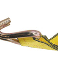 Premium Ratchet Tie Down Strap With Aluminum Handle And Double J Hook, 2 Inch By 30 Foot, close-up of J hook with Edge Guard