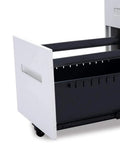 Open drawer view of sturdy metal three drawer rolling file cabinet with lock for office and home A4 file organizer and desk storage anti tip design