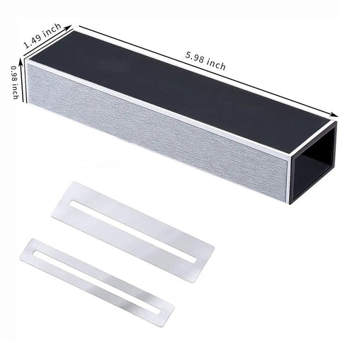 Guitar Luthier Tool Kit Pro Grade with fret leveling beam and fingerboard guards, dimensions labeled, silver color