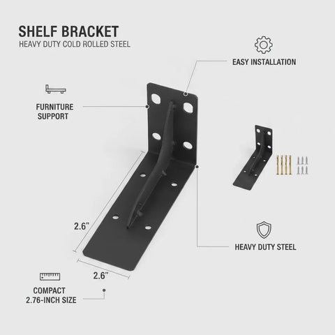 Heavy Duty Cold Rolled Steel L Bracket For Corner Reinforcement And Furniture Support, Shelf Bracket with screws, 2.6-inch size