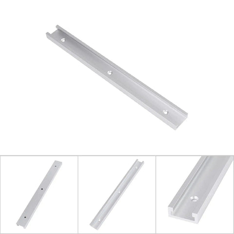 Durable Aluminum T Slot Track for woodworking and various machines 300mm shown from multiple angles.