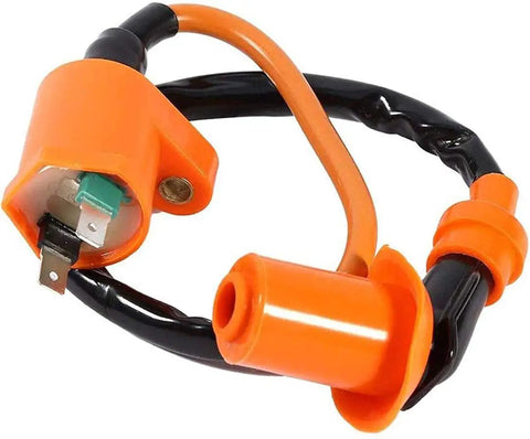 Orange ignition coil from Racing 6 Pins AC CDI Box With Ignition Coil And 3 Electrode Spark Plug Kit For Gy6 50cc 125cc 150cc Scooters