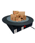 High Efficiency Electric Strapping Machine With Rotary Turntable For Carton Sealing and Tape Winding with stacked boxes on platform.