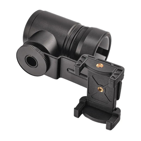 Rifle Scope Mount Smartphone Camera Adapter For Hunting And Birding, Dual Viewing Angles, All Aluminum Build with Nylon Ring Clamp