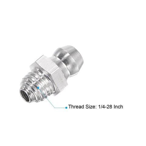 Two Pack Stainless Steel Straight Grease Fittings One Quarter Inch Twenty Eight Thread For Hydraulic Lubrication Heavy Duty Pro Grade Rust Resistant And Oil Spill Proof For Mechanical Equipment