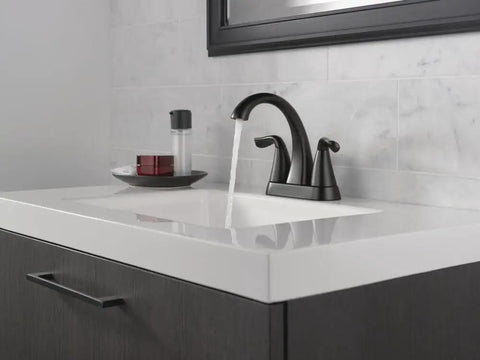 Arvo Centerset Matte Black Two Handle Bathroom Faucet For Three Hole Sinks No Fuss Install Easy DIY Setup Built Tough Brass Construction Modern Look For Any Bath