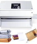 Premium Automatic Plastic Bag Heat Sealer Machine With Continuous Band Technology For Fast Food Packaging And Home Made Goods At High Speed with multiple sealed bags.