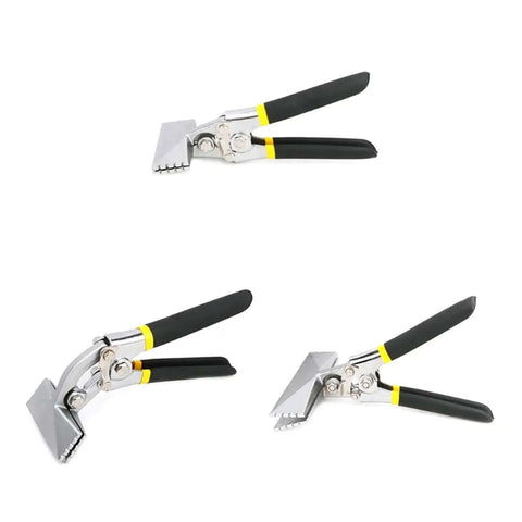 Sheet Metal Bending Pliers Hand Seamer with wide 80mm jaw, ergonomic grip, nickel plated steel, shown in various angles.