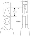 Technical diagram of Diagonal Cutting Pliers 8142 With ESD Safe Handles And Spring Loaded Opening showing dimensions