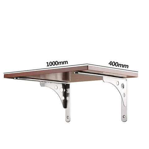 Heavy Duty Triangular Wall Bracket Stainless Steel Shelf Support Large Space Saving Desk Corbel No Sweat Setup For Dining Tables And Heavy Loads Wood Grain Finish with measurements 1000mm x 400mm.