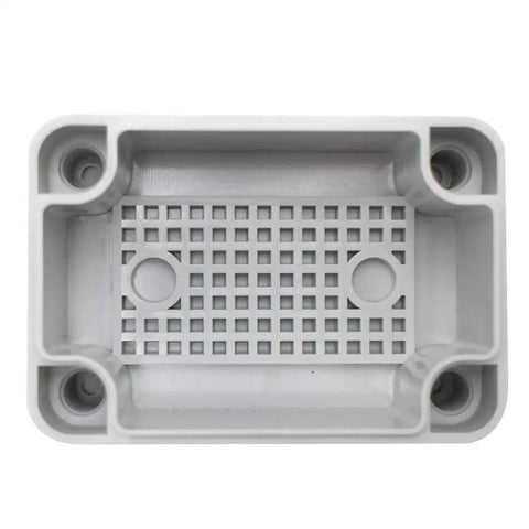 Interior view of Tough As Nails Outdoor Weatherproof Electrical Box Grey IP67 ABS Plastic Case with grid pattern and mounting holes
