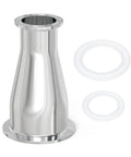Front view of TAISHER 304 stainless steel tri-clamp reducer, 3 in to 2 in, with two silicone gaskets