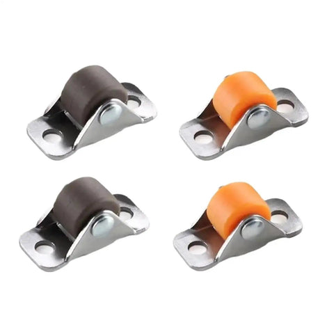 Twenty Pack Of Half Inch Furniture Mini Casters Featuring Durable Rubber Treads And Heavy Duty Steel Plates, four casters visual.