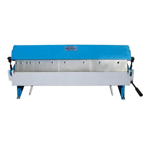 Front view of 36-Inch Fingers Pan Hand Brake Box Bender for 20 gauge steel and 18 gauge aluminum, designed for strength and precision.