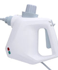 Professional Grade Handheld Steam Cleaner For House And Car Slick Multi Purpose High Temp Steam Wand side view with buttons.