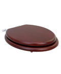 Cherry Finish Wooden Toilet Seat With Chrome Hinges And Non Slip Bumper For Round Toilets Durable Hardwood Comfort Tarnish Resistant Chrome