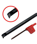 Carbide Turning Inserts And 95 Degree Internal Boring Bar Kit for steel machining, S10K-SDUCR07 bar and red wrench shown.