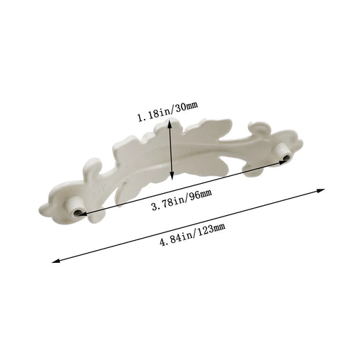 Ivory Decorative Cabinet Pull Handles Set Of 2 Zinc Alloy Flower Drawer Pulls for cabinets 4.84 x 1.18 x 0.9 inches with measurements