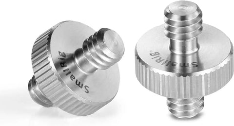 Dual Head 1/4-20 Male Screw Adapter For Camera Cage Tripod Monitor LED Light And Microphone Setups 2-Pack stainless studs